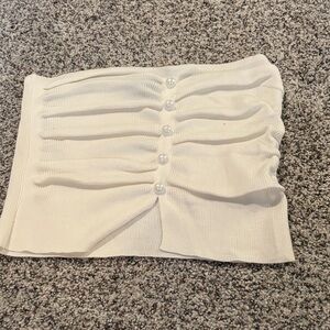 SHEIN White Ruched Buttoned Crop Top